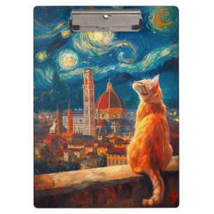 Sternennacht über Florenz   Ginger Cat Art Klemmbrett