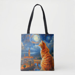 Sternennacht über Florenz Ginger Cat Art Tasche