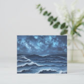 Sternennacht und Meereswellen Postkarte (Stehend Vorderseite)