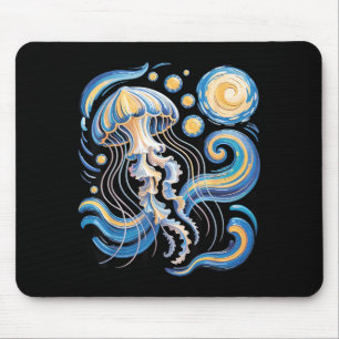 Sternennacht van gogh Quallen Tauchen Surfen Mousepad