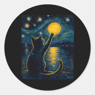 Sternennacht-Vincent-Van-Gogh-Liebhaber schwarzer Runder Aufkleber