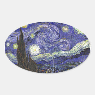 Sternennacht, Vincent Van Gogh. Ovaler Aufkleber