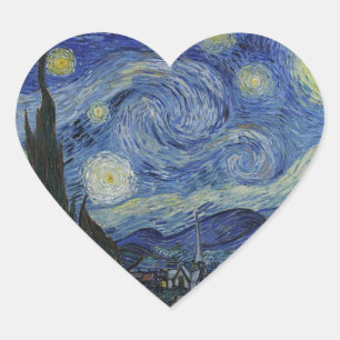 Sternennacht von Van Gogh Herz-Aufkleber