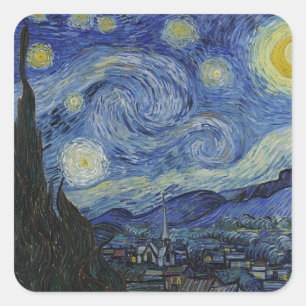 Sternennacht von Van Gogh Quadratischer Aufkleber