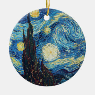 Sternennacht von Van Gogh Vintage-Ölgemälde mit Im Keramik Ornament