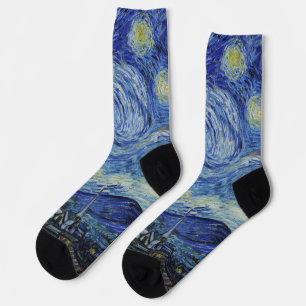 Sternennacht von Van Gogh, wirbelnder Himmel, blau Socken