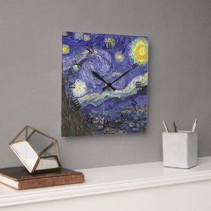 Sternennacht von Vincent van Gogh Quadratische Wanduhr