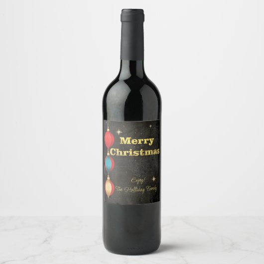 Sternennacht Weihnachten Weinetikett (Vorderseite)