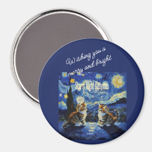 Sternennacht Weihnachts-Katzenliebhaber Kittymas S Magnet