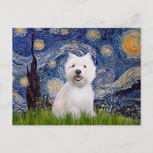 Sternennacht - Westie 2 Postkarte