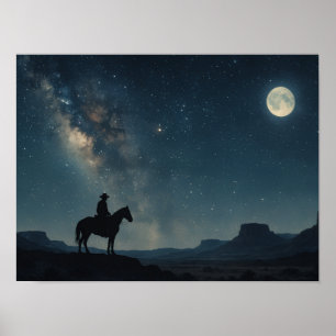 Sternennacht-Wüstenprint - Milchstraße Western Poster