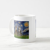 Sternennacht - Zwei getigerte Hauskatzen Kaffeetasse (Vorderseite Links)