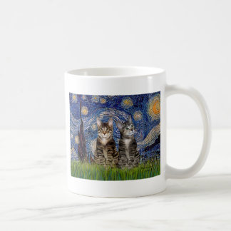 Sternennacht - Zwei getigerte Hauskatzen Kaffeetasse