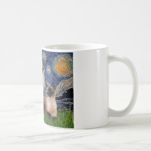 Sternennacht - Zwei siamesische Katzen (Choc Pt) Kaffeetasse