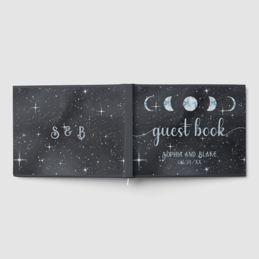 Sternennachtsmond-Phasen Celestial Wedding Gästebuch (Voll)