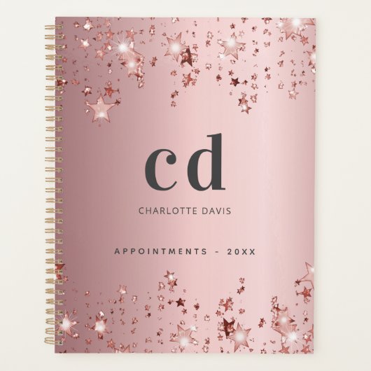 Sternenname in rosa Monogramm Planer (Vorderseite)