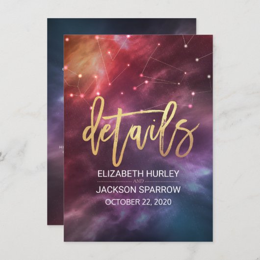 Sternennebel-Sternbild für Hochzeitdetails Einladung (Vorne/Hinten)