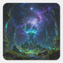 Sternenpfad – Reise durch das Universum Quadratischer Aufkleber