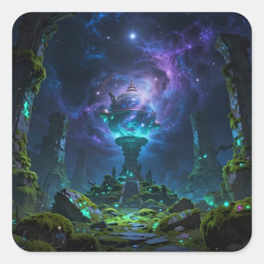 Sternenpfad – Reise durch das Universum Quadratischer Aufkleber (Vorderseite)