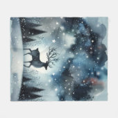 Sternenreiche Winternacht Hirsche Fleecedecke (Vorderseite (Horizontal))