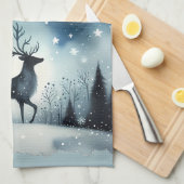 Sternenreiche Winternacht Hirsche Geschirrtuch (Viertel Falte)