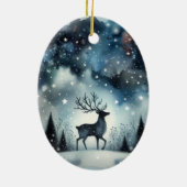 Sternenreiche Winternacht Hirsche Keramik Ornament (Hinten)
