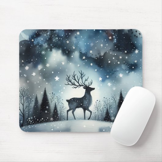 Sternenreiche Winternacht Hirsche Mousepad (Mit Mouse)