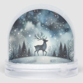 Sternenreiche Winternacht Hirsche Schneekugeln (Rückseite)