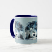 Sternenreiche Winternacht Hirsche Tasse (Vorderseite Links)
