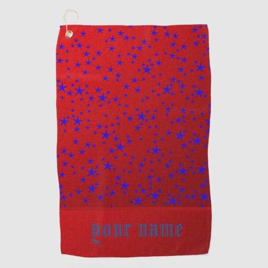 Sternenschablone rot und blau golfhandtuch (Vorderseite)