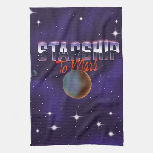 Sternenschiff zum Mars Geschirrtuch (Vertikal)