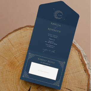 Sternenstaub-Monogramm-Hochzeitseinladungen All In One Einladung