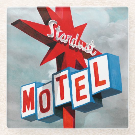 Sternenstaub-Motelschild Glasuntersetzer (Vorderseite)