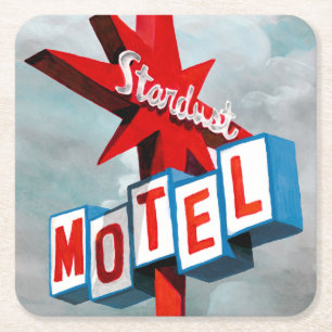 Sternenstaub-Motelschild Rechteckiger Pappuntersetzer