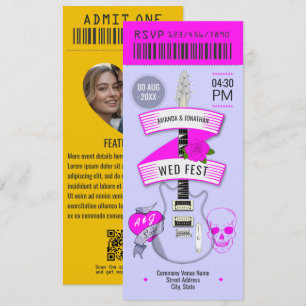 Sternenstaub Pop Rock ’n’ Roll Hochzeitsticket Einladung