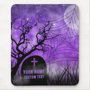Sternenübersäter lila Goth-Friedhof Vollmond Mousepad