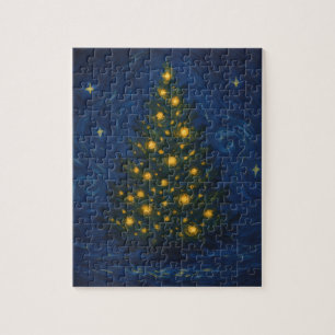 Sternenweiter Weihnachtsbaum Post-Impressionisti Puzzle