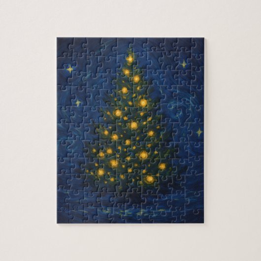Sternenweiter Weihnachtsbaum | Post-Impressionisti Puzzle (Vertikal)