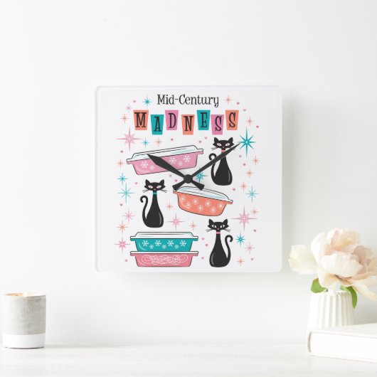 Sternexplosion aus dem Mittelalter Retro Pyrex Sch Quadratische Wanduhr (Zuhause)