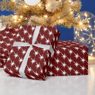 Sternexplosion Burgund und Weiß Muster Geschenkpapier