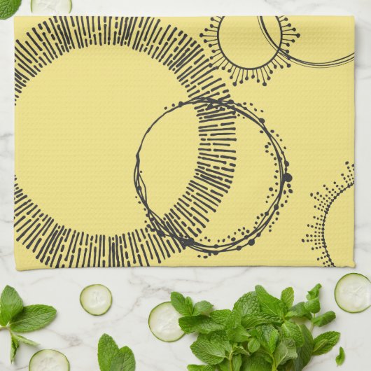 Sternexplosion der Schwarz-weißen Hand gezogenen K Geschirrtuch (Gefaltet)