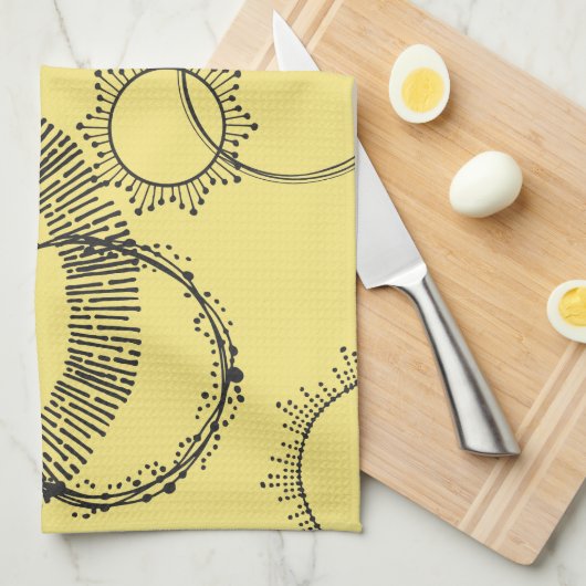 Sternexplosion der Schwarz-weißen Hand gezogenen K Geschirrtuch (Viertel Falte)