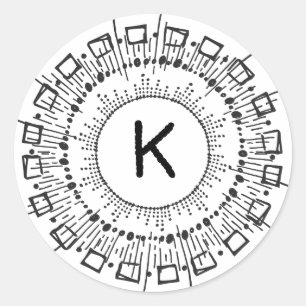 Sternexplosion der Schwarz-weißen Hand gezogenen K Runder Aufkleber