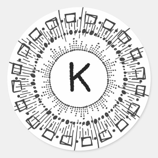 Sternexplosion der Schwarz-weißen Hand gezogenen K Runder Aufkleber (Vorderseite)