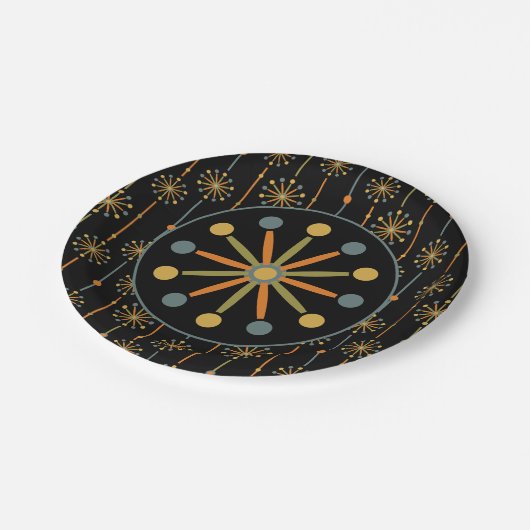 Sternexplosion des mittleren Jahrhunderts Strip Cu Pappteller (Schrägansicht)