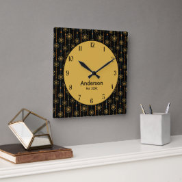 Sternexplosion des mittleren Jahrhunderts Strip Cu Quadratische Wanduhr