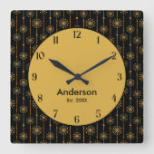 Sternexplosion des mittleren Jahrhunderts Strip Cu Quadratische Wanduhr (Vorderseite)