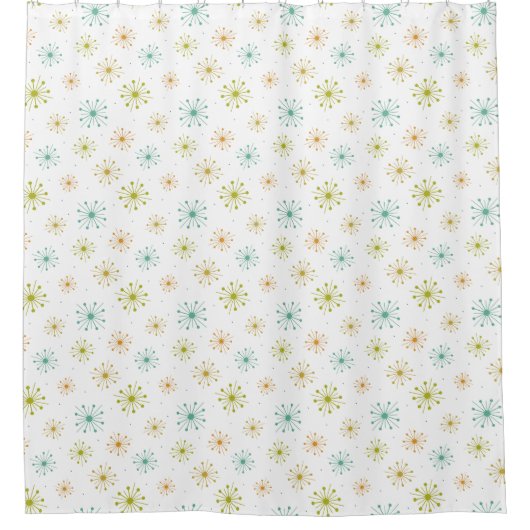 Sternexplosion Fireworks Retro Midjahrhundert Must Duschvorhang (Vorderseite)