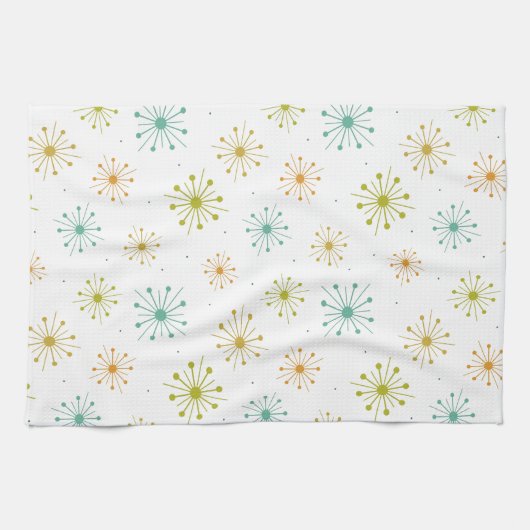 Sternexplosion Fireworks Retro Muster Kitc Mitte d Geschirrtuch (Horizontal)