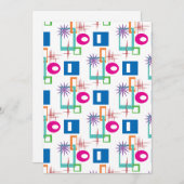 Sternexplosion Geometrisches mehrfarbiges Muster Einladung (Vorne/Hinten)